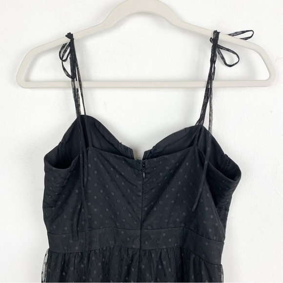 Lulu’s Romantic Sheer Black Polka Dot Mesh Tiered Midi Dress Sz S - Picture 7 of 9